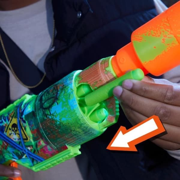 Nerf Zombie Driller, Dart Blaster, Roterande Cylinder, Ålder 8+