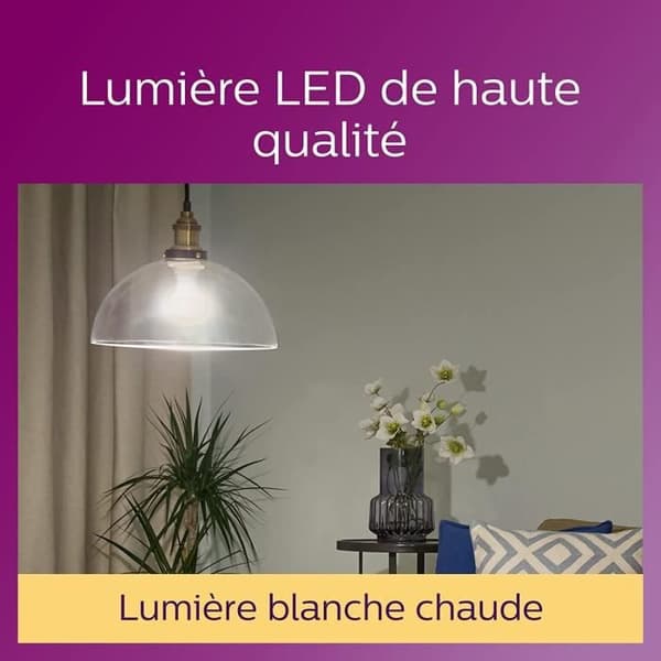 Philips, paket med 6 glödlampor E27 transparenta lysdioder 60W, varm vit