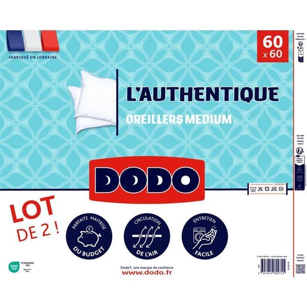 DODO Set med 2 mellanstora kuddar - THE AUTHENTIC - 60 x 60 cm - Vit