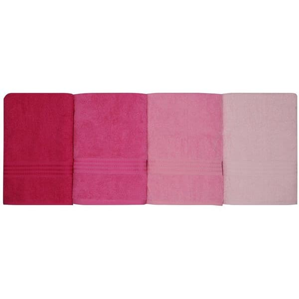 Set med 4 badhanddukar - 70 x 140 cm - Rosa