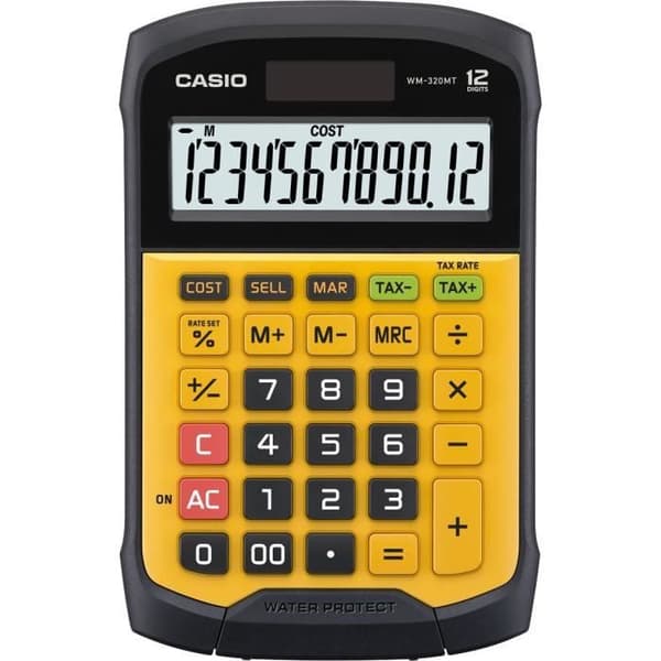 Bordskalkylator - CASIO - WM-320MT-W-EC - Solcellsdriven - Svart/Gul