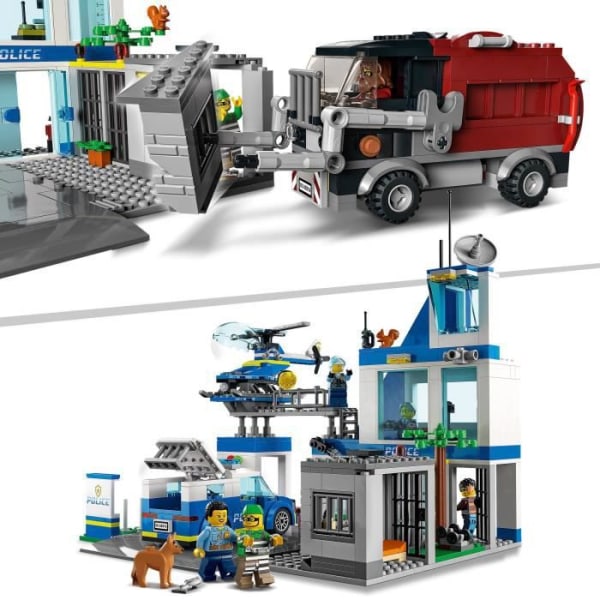 LEGO 60316 City Polisstation, Leksaksbil, Sopbil och Helikopter Barn +6 år, Set Adventures