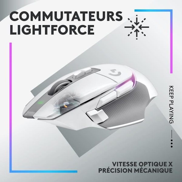 Logitech - G502 X Plus Lightspeed Mouse Gaming RVB Wireless - LightFor Hybrid -knappar, Gaming Hero 25K - White Sensor