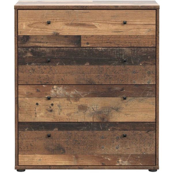 TEMPRA Byrå  Gammal träeffekt  4 lådor  B 73,7 × D 34,8 × H 85,5 cm