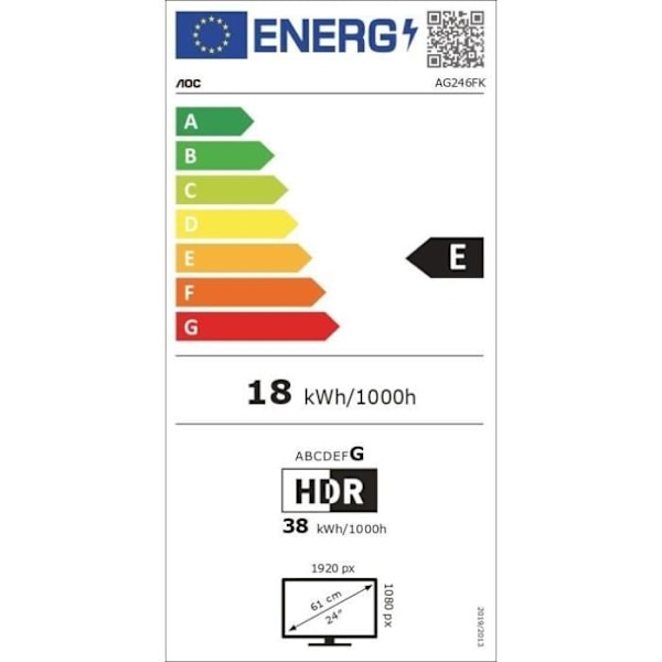 PC-skärm - AOC - AG246FK - 24 FHD - TN panel - 540Hz - 0,5ms - Justerbar i höjdled - 2 HDMI 1 DP - Adaptiv synkronisering - Svart