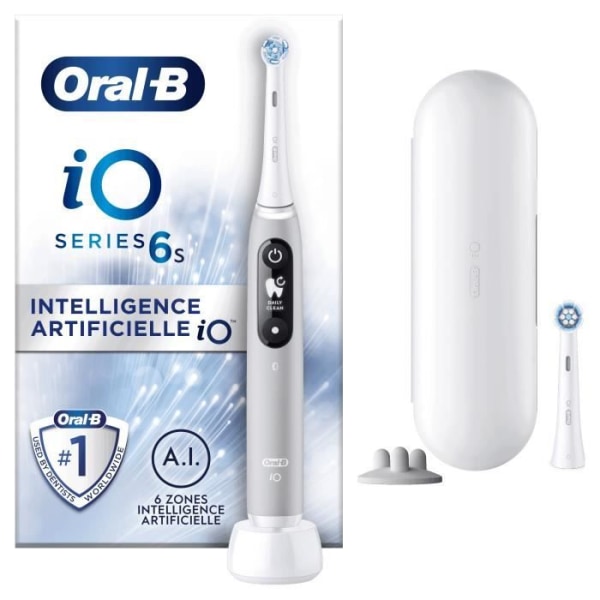 Oral-B iO 6S grå Bluetooth-ansluten elektrisk tandborste, 2 borsthuvuden, 1 resväska