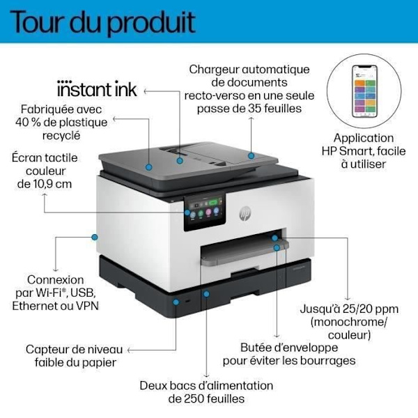 HP OfficeJet Pro 9135e allt-i-ett färgduplexskrivare, 3 månader Instant Ink medföljer HP+