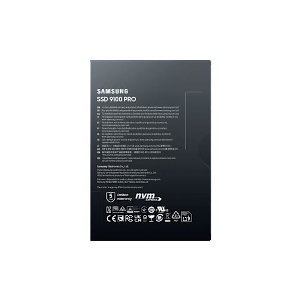 Samsung - 9100 PRO - Intern SSD - NVMe M.2 PCIe 5.0 x4 - 2 TB - Läshastighet upp till 14 800 MB/s - MZ-VAP2T0BW