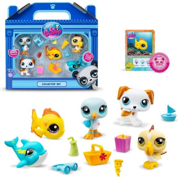 BANDAI - Littlest Pet Shop - Collector Set Beach Theme - 5 djur och tillbehör - BF00517