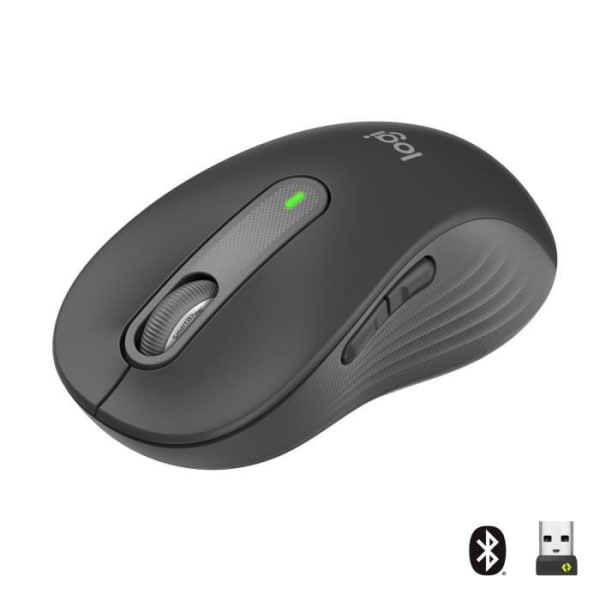 Logitech Signature M650 L trådlös mus - Tyst stor storlek, Bluetooth, programmerbara knappar - grafit grafit