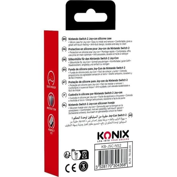 Skyddsfodral för Joy-Con-kontroller - KONIX - Nintendo Switch 2 - Silikon - Stötsäker - Reptålig - Dammtålig - Svart