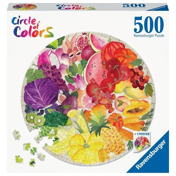 Ravensburger - 500 bitar runt pussel - Frukt och grönsaker (Circle of Colors)