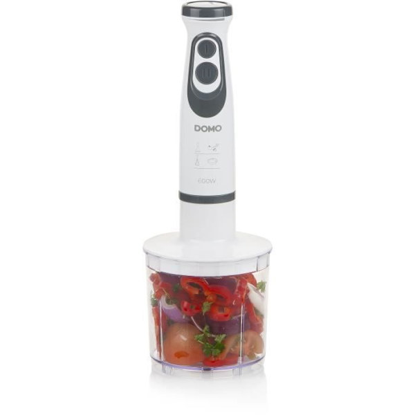 Mixersats - DOMO - DO1089M - 600 W - Variabel hastighet + Turbo - Stavmixer, visp, hackare, graderat glas - Vit