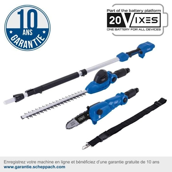 2 i 1 verktygssax + sladdlös häcksax - SCHEPPACH C-PHTS410-X- 20V IXES - utan batteri eller laddare