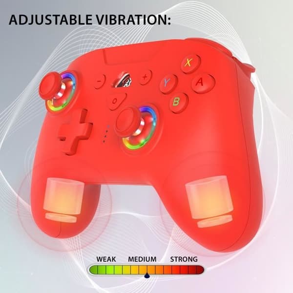 Trådlös kontroll - SUBSONIC - Switch 2 / Switch - Programmerbara lysdioder - Vibrationer - Gyroskop - Röd