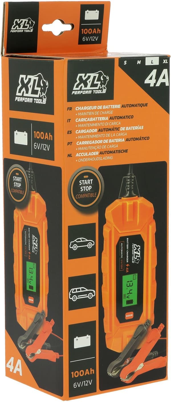 Bilbatteriladdare - XLPT - 4A - 70W - 12V - 3 m - IP65 - Matningsläge - Digital display