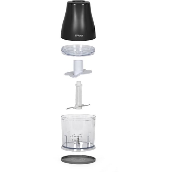 Chopper - LIVOO - 300 ml - 400 W - 1 hastighet och turbofunktion - 2 blad i rostfritt stål - Svart