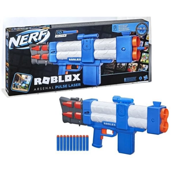NERF - Roblox Arsenal - Pulse Laser motoriserad blaster - 10 NERF pilar - - laddare och kod för virtuellt föremål i spelet