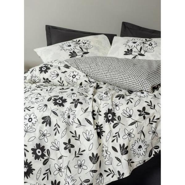 Bäddset - 1 påslakan 220 x 240 cm + 2 örngott 60 x 60 cm - 100% bomull - Svart