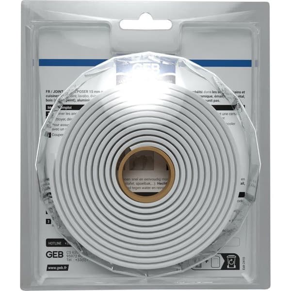 Monteringsklar skarv - GEB - Bredd 15 mm x 3,35 m - Vit