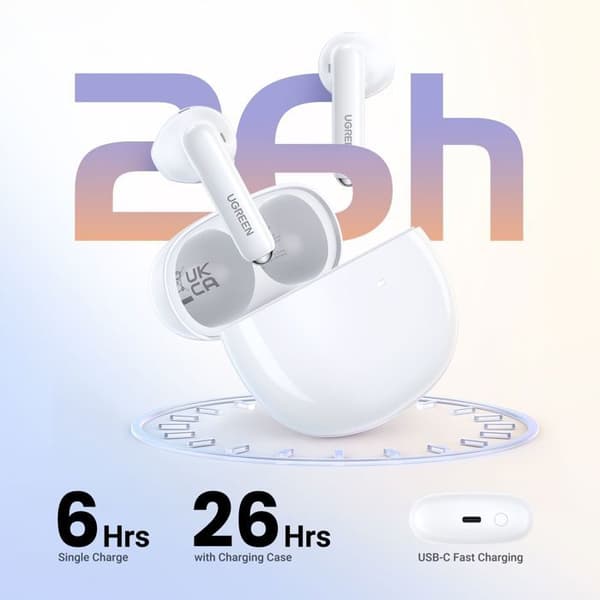 Trådlösa hörlurar - UGREEN - Modell H5 - Semi-In-Ear Bluetooth - Vita