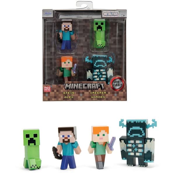 Minecraft Metallfigur Steve Alex Creeper Warden 6 cm