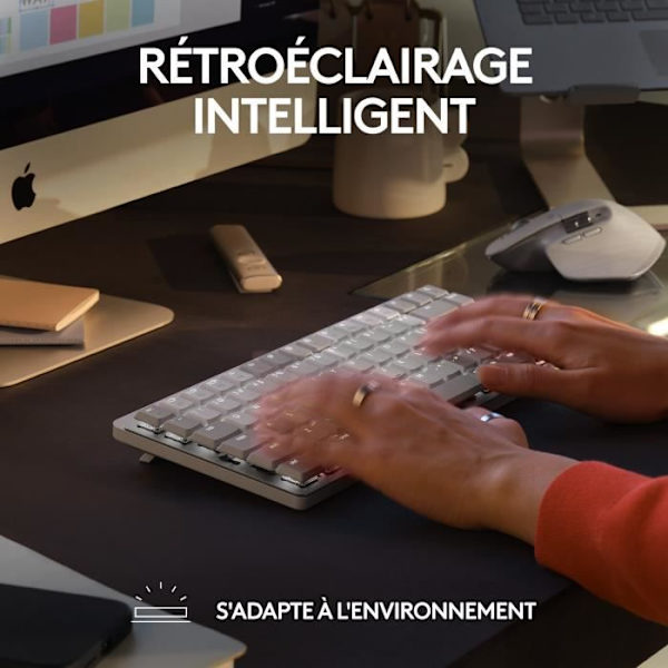 Logitech - Trådlöst tangentbord för Mac - MX Mekanisk mini - Pale Grey
