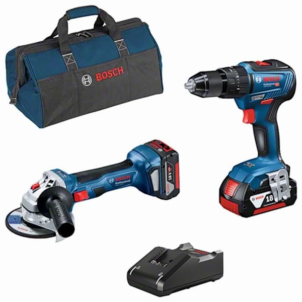 KIT 2 BOSCH GSR/GWS/GKS/GSA/GST Tools + 2 x 18V 4.0Ah Li-Ion-batterier - 0615990M4A
