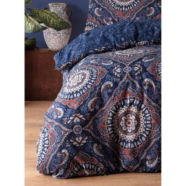 Bäddset - 1 påslakan 220 x 240 cm + 2 örngott 60 x 60 cm - 65% bomull, 35% polyester - Blå
