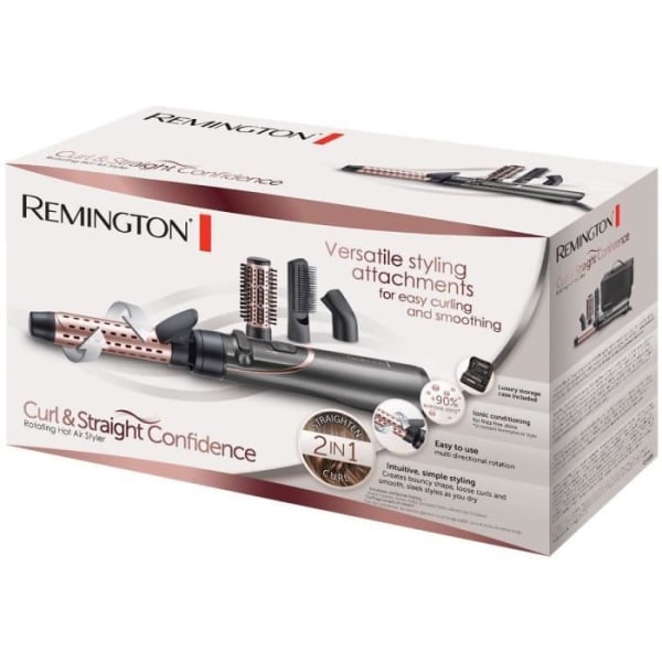 Remington AS8606 Curl &amp; Straight Confidence Rotary Blower Brush, Flat Brush, Hair Dryer &amp; 4in1 Curling Iron