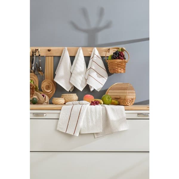 Set med 6 badhanddukar - 30 x 50 cm - Krämfärgad