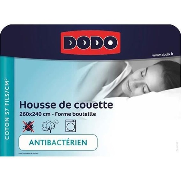 Dodo täcke omslag - 260x240 cm - bomull - antibakteriell - taupe - tillverkad i Frankrike