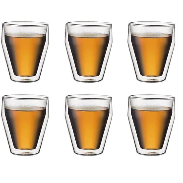 Set med 6 termosglas - BODUM - Titlis - Dubbelväggig - 0,25 l - Transparent