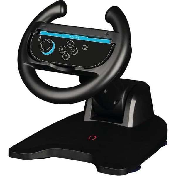 Konix Racing Wheel - Nintendo Switch Joy-Con 2 Controller - Mario Kart World Kompatibel - Sugkoppsfäste - Svart