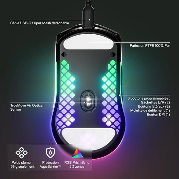 Aerox 3 (2022) Onyx PC-mus - Trådlös - STEELSERIES - Svart