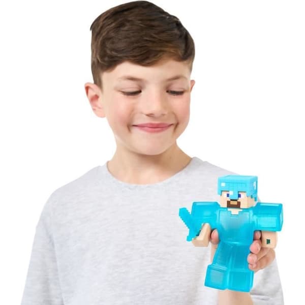Stretchig figur - GOO JIT ZU - Minecraft Steve - 11 cm - Elastisk struktur - 3x stretchig
