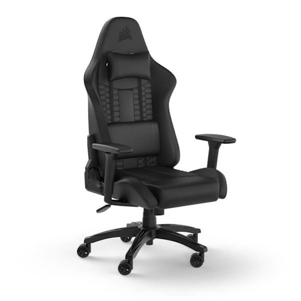 CORSAIR - Kontorsstol - Spelfåtölj - TC100 RELAXED - Imiterat läder - Ergonomiskt - Justerbara armstöd - Svart - (CF-9010050-WW)