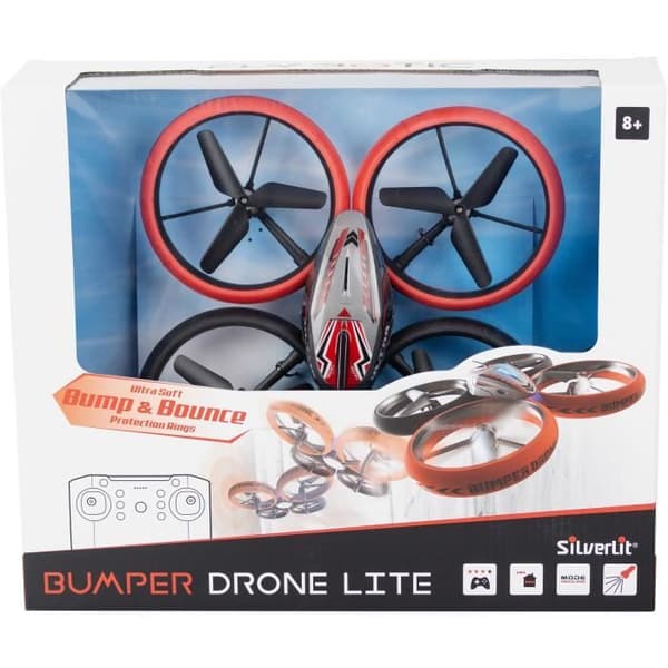 Fjärrstyrd drönare - FLYBOTIC - Bumper Drone Bed - 17 cm - röd och svart - 8 år