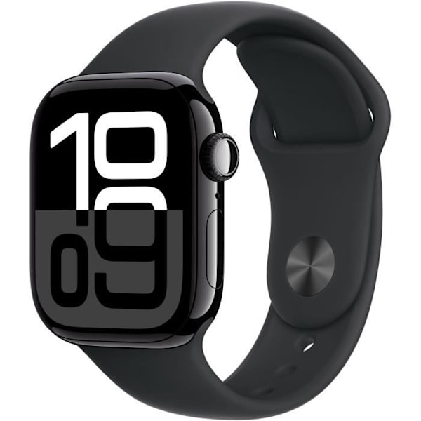 Apple Watch Series 10 GPS - 42 mm - Jet-svart aluminiumfodral - Svart sportband - M/L