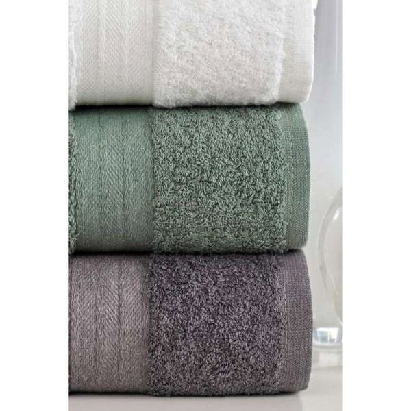 Set med 4 handdukar - 50 x 85 cm - Vit, Grön, Antracit, Orange