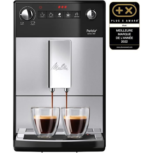 MELITTA F230-101 - Purista kaffemaskin - Automatisk espresso med bönakvarn - 1450W - Vattentank 1,2L - Silver