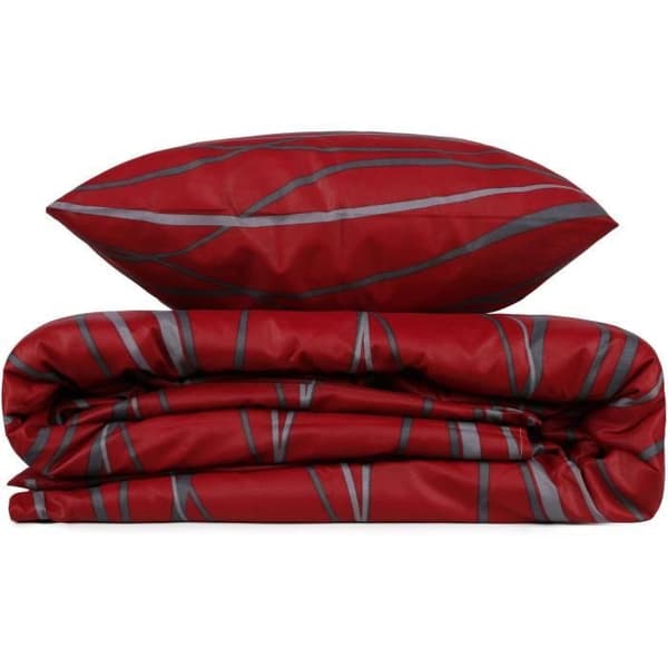 Bäddset - 1 påslakan 220 x 240 cm + 2 örngott 60 x 60 cm - 65% bomull, 35% polyester - Röd