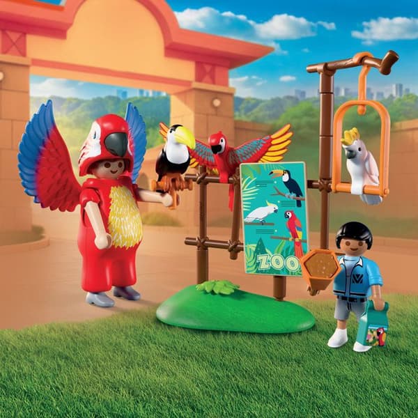 Playmobil 72074 Zoo: Färgglad papegojamaskot och barn