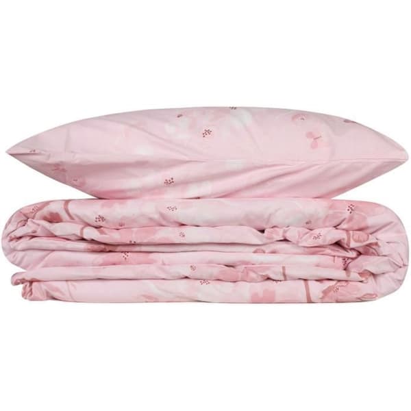 Bäddset - 1 påslakan 220 x 240 cm + 2 örngott 60 x 60 cm - 100% förstärkt bomull - Rosa