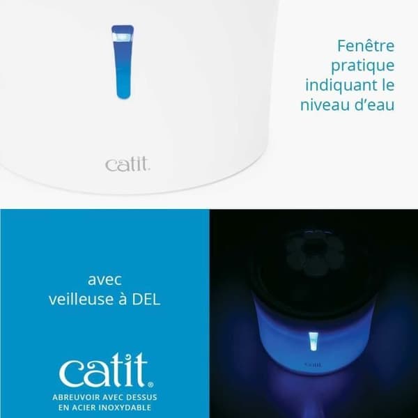Catit Flower kattfontän - 3L - Rostfritt stål - Med LED - Vit