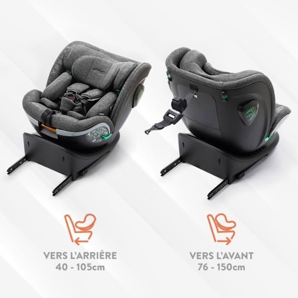 Bilbarnstol - BABYAUTO - XPERTA GREY DOBBY - Från födsel till 12 år - 0-36 kg - I-Size - ISOFIX - 360° vridbar - ECE R129