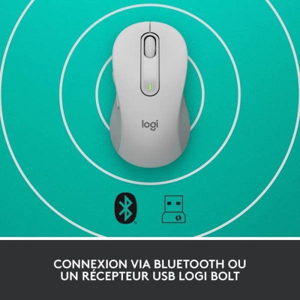 Logitech Signature M650 L trådlös mus - Tyst stor storlek, Bluetooth, programmerbara knappar - vit