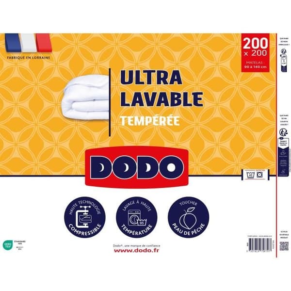 DODO - Tempererat täcke 300 g/m² - ULTRA TVÄTTBART - 200 x 200 cm - Vitt