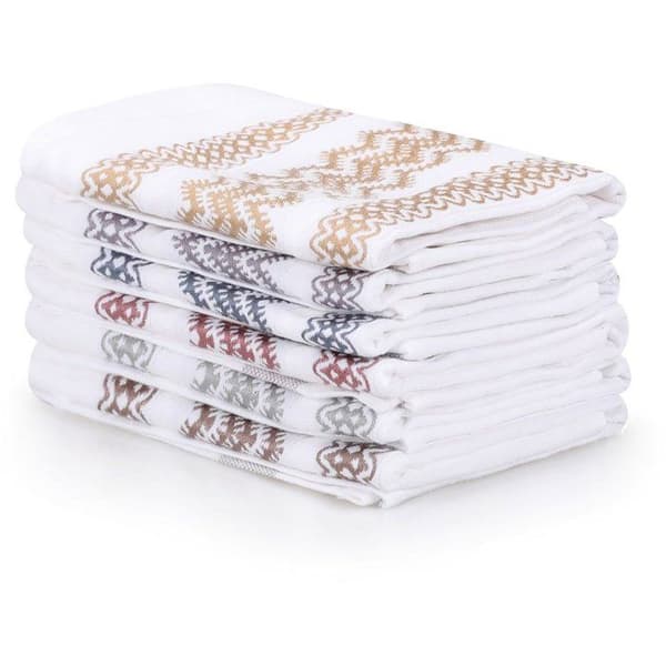 Set med 6 badhanddukar - 40 x 60 cm - Vit, Brun, Gul, Blå, Lila, Grå