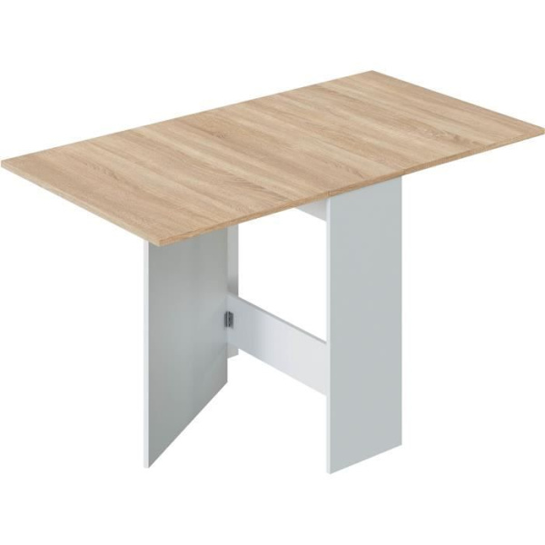 Fällbart köksbord FLY - Artik vit och ek melamin - B 140 x D 77 x H 78 cm
